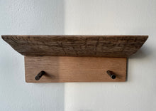 Load image into Gallery viewer, Live Edge Red Oak Shelf - Two Hooks
