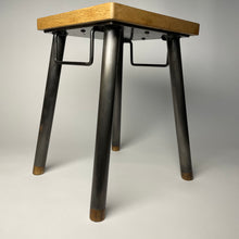 Load image into Gallery viewer, Handmade Maine Red Oak and Steel Stool
