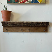 Load image into Gallery viewer, Live Edge Red Oak Shelf - Four Hooks
